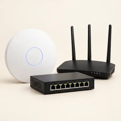 Illustrative home networking equipment for a streaming connection plan.